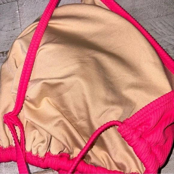 Old Navy Pink Ribbed Swim Top Tie Back Sexy Summer Beach Bikini Top 3X - Picture 11 of 13